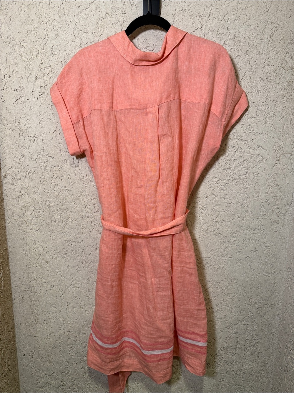 Talbots Coral Linen Belted Shirt Dress Size Large - Picture 5 of 5